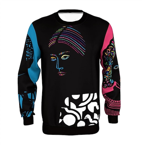 

Men's Unisex Sweatshirt Pullover Black Crew Neck Graphic Prints Portrait Print Daily Sports Holiday 3D Print Streetwear Casual Big and Tall Spring & Fall Clothing Apparel Hoodies Sweatshirts Long