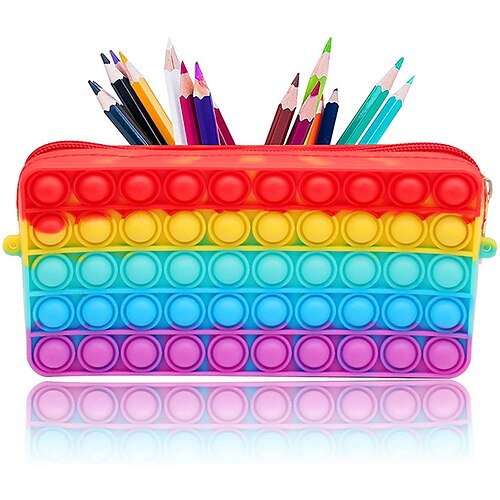 

Pop Pencil case, Pencil Pen Case Simple Sensory Silicone Bubble Toy, Stationery Storage Bag Decompression Toy for Kids, Office Stationery Organizer, School Season Gifts, Christmas Gifts