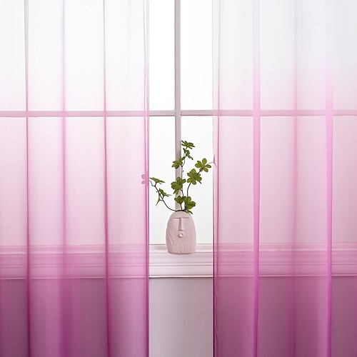 

Gradient Sheer Curtains Farmhouse Window Curtains Grey For Living Room Bedroom,Voile Curtain Rod Pocket Vintage French Curtain Drapes 1 Panel