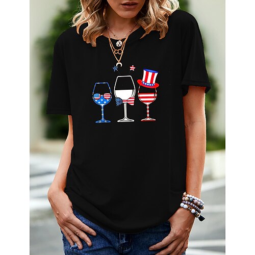 

Women's T shirt Tee Graphic Casual Weekend Painting T shirt Tee Short Sleeve Print Round Neck Basic White Black Blue S