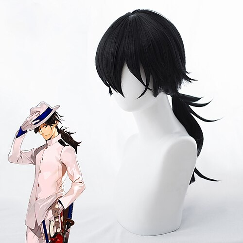 

Fate / Grand Order FGO Cosplay Cosplay Wigs Women's Unisex Layered Haircut Asymmetrical With Ponytail 26 inch Heat Resistant Fiber Natural Straight Black Teen Adults' Anime Wig