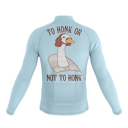 

21Grams Men's Cycling Jersey Long Sleeve Bike Top with 3 Rear Pockets Mountain Bike MTB Road Bike Cycling Breathable Quick Dry Moisture Wicking Reflective Strips Sky Blue Animal Honk Your Horn