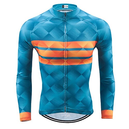 

21Grams Men's Cycling Jersey Long Sleeve Bike Top with 3 Rear Pockets Mountain Bike MTB Road Bike Cycling Breathable Quick Dry Moisture Wicking Reflective Strips Orange Blue Polyester Spandex Sports