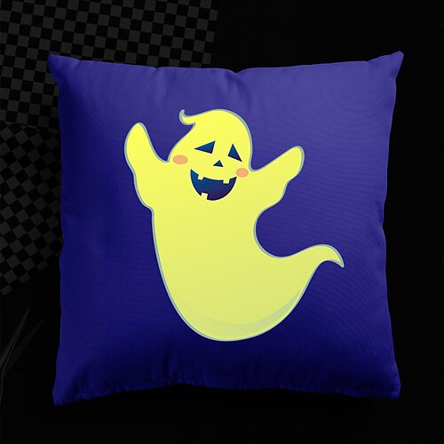 

Halloween UV Reactive Cushion Cover 1PC Soft Decorative Ghost Square Throw Pillow Cover Cushion Case Pillowcase for Bedroom Livingroom Superior Quality Machine Washable Indoor Cushion for Sofa Couch Bed Chair