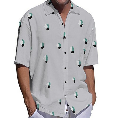 

Men's Shirt 3D Print Graphic Turndown Street Casual Button-Down Print Short Sleeves Tops Designer Casual Fashion Breathable Gray / Summer