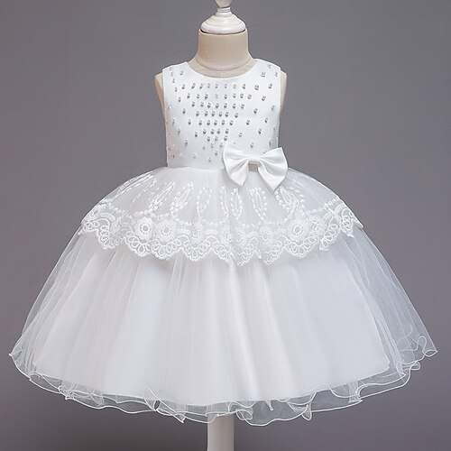 

Kids Little Girls' Dress Solid Colored A Line Dress Christmas Performance White Blue Purple Sleeveless Princess Cute Dresses Christmas Spring Summer Regular Fit 2-8 Years