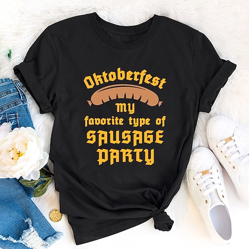 

Women's T shirt Tee Graphic Text Casual Weekend Painting T shirt Tee Short Sleeve Print Round Neck Basic Green White Black S