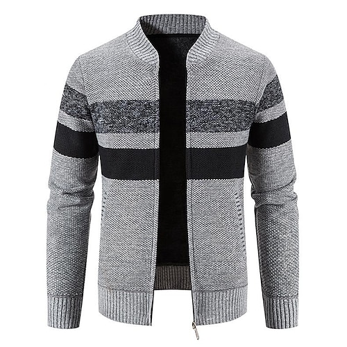 

Men's Sweater Pullover Sweater Zip Sweater Sweater Jacket Fleece Sweater Waffle Knit Cropped Knitted Solid Color Crew Neck Basic Stylish Outdoor Daily Clothing Apparel Winter Fall Wine Dusty Blue M L