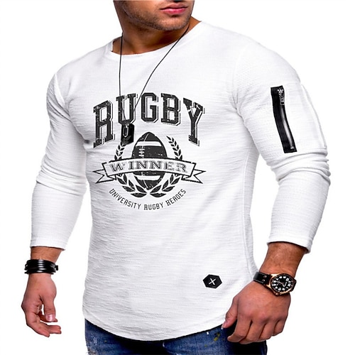 

Men's T shirt Tee Hot Stamping Graphic Letter Crew Neck Street Daily Print Long Sleeve Tops Designer Casual Fashion Comfortable White / Sports