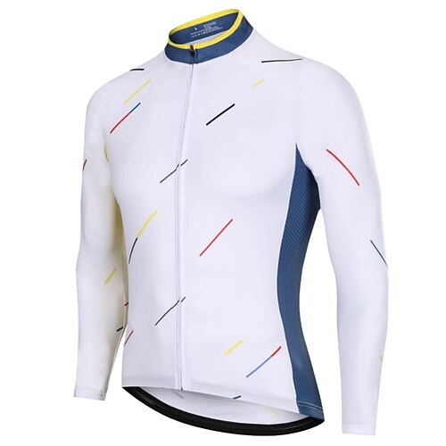 

21Grams Men's Cycling Jersey Long Sleeve Bike Top with 3 Rear Pockets Mountain Bike MTB Road Bike Cycling Breathable Quick Dry Moisture Wicking Reflective Strips White Stripes Polyester Spandex Sports