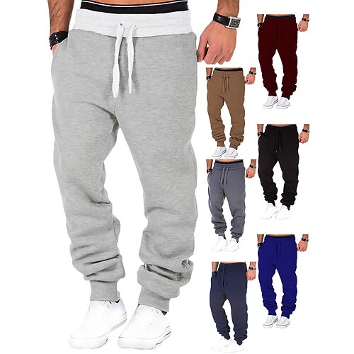 

Men's Sweatpants Joggers Track Pants Drawstring Bottoms Fitness Gym Workout Performance Breathable Soft Sweat wicking Sport Solid Colored Activewear Dark Grey Black Wine / Micro-elastic