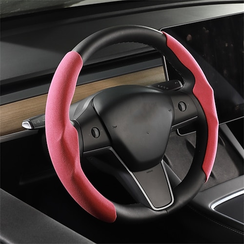 

2 PCS Suede Car Steering Wheel Cover Breathable Universal Fit For 15""~15""1/2