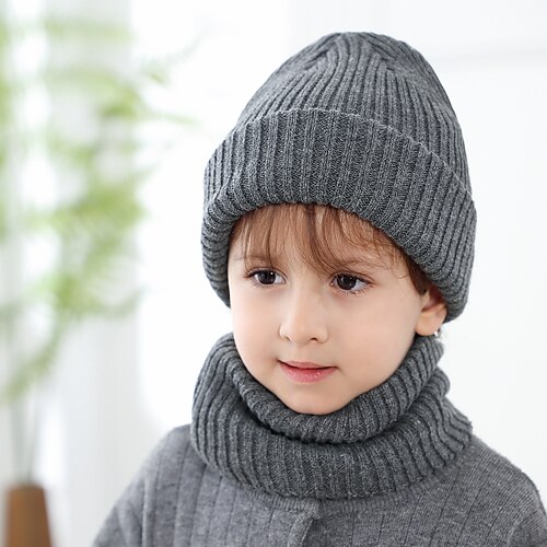 

Kid's Slouchy Beanie Hat Winter Warm Set Outdoor Sports & Outdoor Daily Solid / Plain Color Knit Simple Casual / Daily 1 pcs