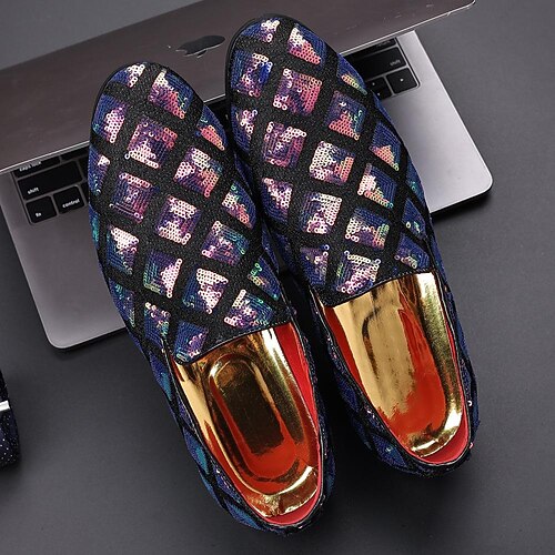 

new fashion casual loafers creative trend magic color slip-on leather shoes driving foreign trade large size plaid men's shoes