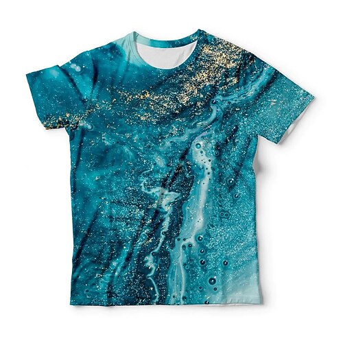 

Men's Unisex T shirt Tee Abstract Graphic Prints Crew Neck Blue Short Sleeve 3D Print Outdoor Street Print Tops Vintage Sports Casual Big and Tall / Summer / Summer