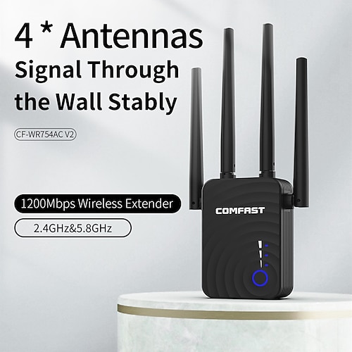 

WiFi Range Extender Signal Booster Max 5000 Square Feet and 35 Devices Home Internet Booster Wireless Internet Repeater and Signal Booster 4 Antennas 360 Full Coverage