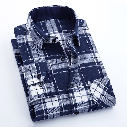 

Herren Oberhemd Knopfhemd Kariertes Hemd trachtenhemd Kragenhemd Rote Blau Staubiges Blau Langarm Plaid / Karomuster Umlegekragen Frühling Herbst Hochzeit Strasse Bekleidung Button-Down