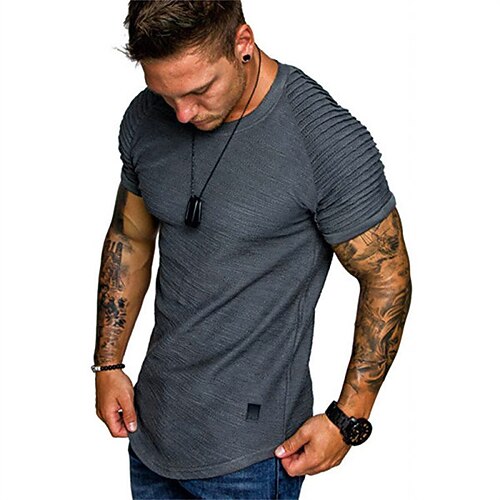 

Men's T shirt Tee Patchwork Crew Neck Navy Blue Gray White Black Street Sports Short Sleeve Patchwork Clothing Apparel Fashion Designer Casual Comfortable / Summer / Summer