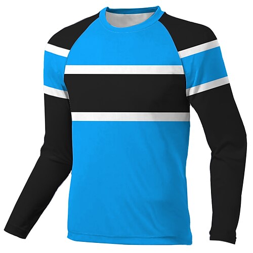 

Men's Downhill Jersey Long Sleeve Black Blue Patchwork Bike Breathable Quick Dry Polyester Spandex Sports Patchwork Clothing Apparel / Stretchy