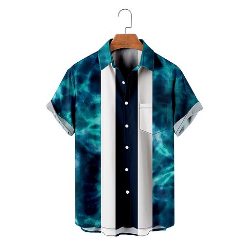 

Men's Shirt 3D Print Graphic Patterned Tie Dye Turndown Street Daily 3D Print Button-Down Short Sleeve Tops Casual Classic Hawaiian Comfortable Blue / Summer