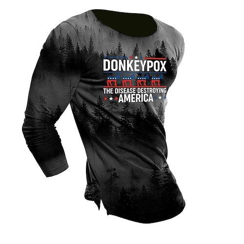 

Men's Unisex T shirt Tee 3D Print Graphic Prints Forest Letter Crew Neck Street Daily Print Long Sleeve Tops Designer Basic Casual Big and Tall Black