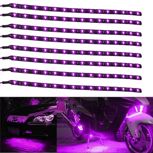 

OTOLAMPARA 8PCS 12V 15W Car LED Flexible Light Strip Purple Self-adhesive Super Bright Energy Saving Waterproof Motor Vehicle Decor 15 SMD LED Strip for Motorcycle Car Boat SUV Truck