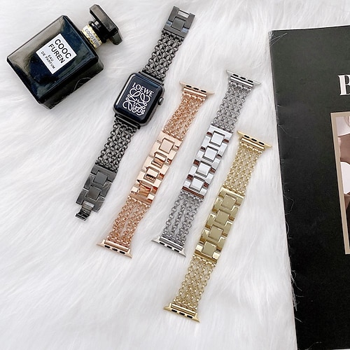 

1pc Smart Watch Band Compatible with Apple iWatch 38/40/41mm 42/44/45mm Alloy Luxury Elastic Breathable Metal Band for iWatch Smartwatch Strap Wristband for Series 7 / SE / 6/5/4/3/2/1