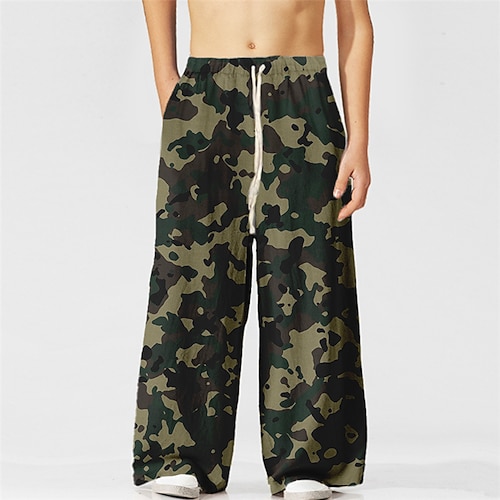 

Kids Boys Pants Green Camouflage Drawstring Fall Winter 3D Print Street 3-10 Years