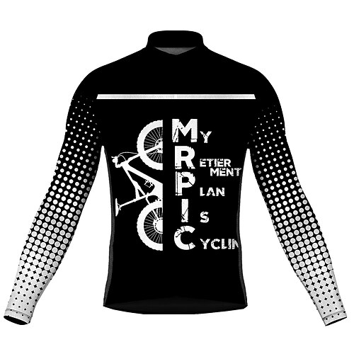 

21Grams Men's Cycling Jersey Long Sleeve Bike Top with 3 Rear Pockets Mountain Bike MTB Road Bike Cycling Breathable Quick Dry Moisture Wicking Reflective Strips Black Graphic Polka Dot Polyester