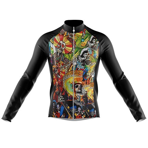 

Men's Cycling Jersey Long Sleeve Bike Jersey with 3 Rear Pockets Mountain Bike MTB Road Bike Cycling Cycling Breathable Ultraviolet Resistant Quick Dry Black Polyester Sports Clothing Apparel