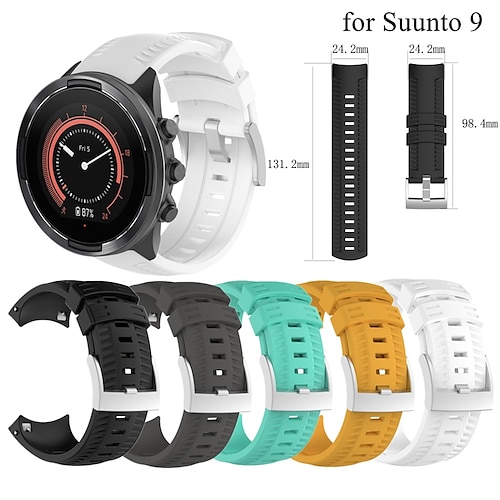 

For Suunto 9 Smart Watch Silicone Strap Classic Steel Pin Buckle Watchband Fashion Sports Adjustable Replacement Wristband