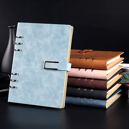 

Binder Notebook Ruled A5 5.8×8.3 Inch B5 6.9×9.8 Inch Retro Simplicity Solid Color PU Hardcover Portable 200 Pages Notebook for School Office Business