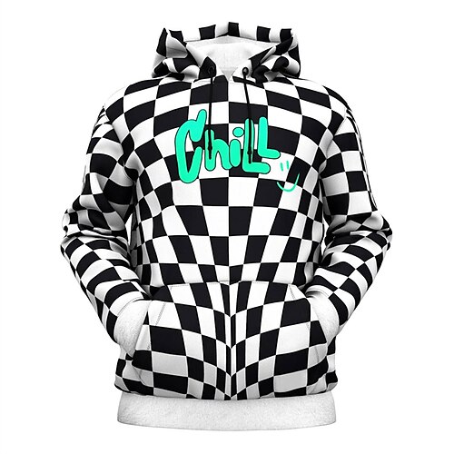 

Men's Unisex Pullover Hoodie Sweatshirt Hooded Geometric Graphic Prints Print Daily Sports 3D Print Boho Streetwear Hoodies Sweatshirts Long Sleeve Black And White