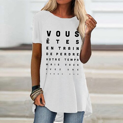 

Women's Casual Dress Shift Dress Mini Dress White Half Sleeve Letter Print Spring Summer Crew Neck Casual Loose Fit 2023 S M L XL XXL 3XL