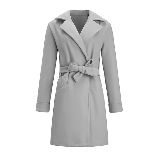 

Dame Trenchcoat Frakk Lang Blondér Lomme Frakk Svart Grå Kakifarget Aktiv Bekvem Gate stil Sport Dagligdagstøy Feriereise Ut på byen utendørs Høst Vinter Enkeltkneppet Aftæpning Normal S M L XL XXL