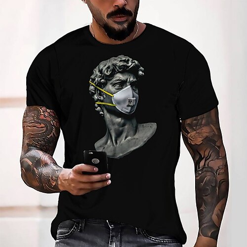 

Men's T shirt Tee Tee Graphic Round Neck Black 3D Print Casual Daily Short Sleeve 3D Print Clothing Apparel Fashion Cool Designer Comfortable / Summer / Summer