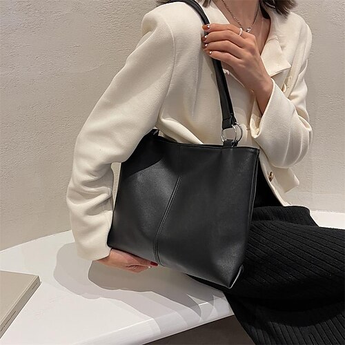 

Women's Tote PU Leather Solid Color Daily Outdoor Office & Career White Black Brown