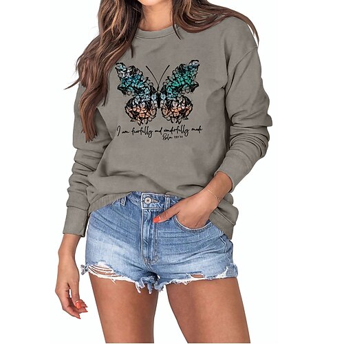 

Women's Sweatshirt Pullover Crew Neck Letter Graphic Prints Print Daily Sports Holiday Hot Stamping Basic Casual Hoodies Sweatshirts Wine Red Green