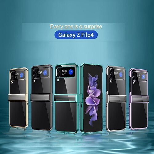 

Phone Case For Samsung Galaxy Back Cover Z Flip 4 Z Flip 3 Bumper Frame Four Corners Drop Resistance Shockproof Transparent PC