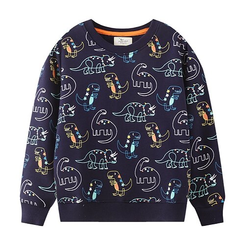 

Kids Boys Sweatshirt Cartoon School Long Sleeve Adorable 3-6 Years Winter Navy Blue