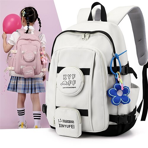 

School Backpack Bookbag Kawii Solid Color Multicolor for Student Boys Girls Multi-function Water Resistant Wear-Resistant Nylon School Bag Back Pack Satchel 20 inch