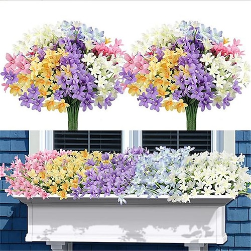 

10PCS Artificial Flowers Spring Grass Orchids Imitation Flowers Daffodil Indoor And Outdoor Garden Decoration Bouquet 13in