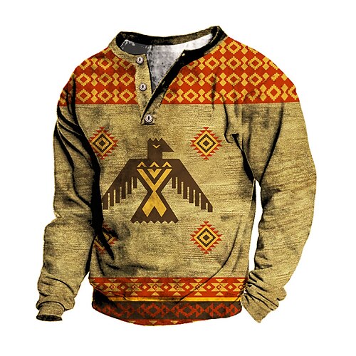 

Men's Unisex Sweatshirt Pullover Button Up Hoodie Brown Tribal Graphic Prints Print Casual Daily Sports 3D Print Designer Casual Big and Tall Spring & Fall Clothing Apparel Hoodies Sweatshirts Long