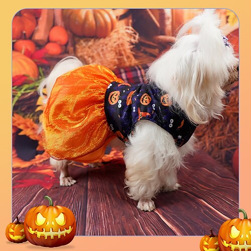 

Perro gato disfraz vestido calavera calabaza cosplay divertido casual diario al aire libre perro ropa cachorro ropa perro trajes suave naranja disfraz para niña y niño perro poliéster