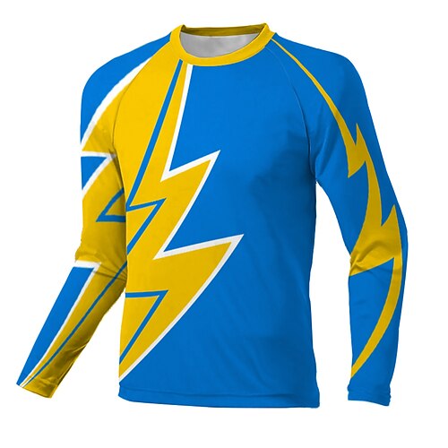 

21Grams Men's Downhill Jersey Long Sleeve Blue Lightning Bike Breathable Quick Dry Polyester Spandex Sports Lightning Clothing Apparel / Stretchy