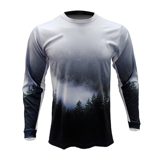 

21Grams Men's Downhill Jersey Long Sleeve Grey Graphic Bike Breathable Quick Dry Polyester Spandex Sports Graphic Clothing Apparel / Stretchy