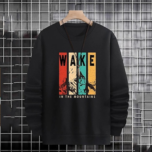 

Men's Sweatshirt Pullover Graphic Letter Print Daily Holiday Going out Hot Stamping Streetwear Casual Hoodies Sweatshirts Long Sleeve Black