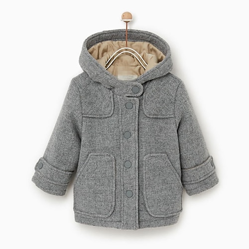 

Kids Boys Coat Outerwear Plain Long Sleeve Coat Vacation Cotton Cool Light gray Winter Fall 2-8 Years