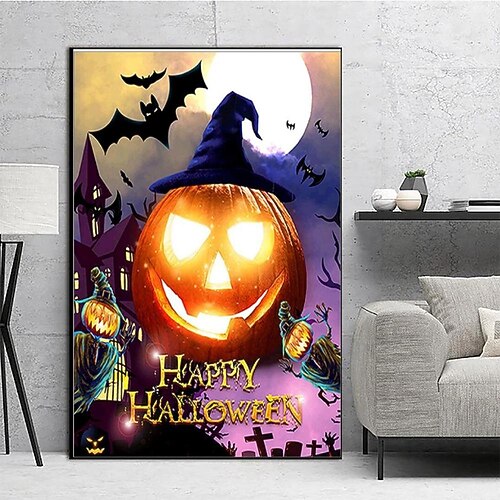 

Happy Halloween Prints Posters/Picture Pumpkin Modern Wall Art Wall Hanging Gift Home Decoration Rolled Canvas No Frame Unframed Unstretched