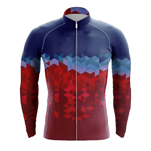 

21Grams Men's Cycling Jersey Long Sleeve Bike Top with 3 Rear Pockets Mountain Bike MTB Road Bike Cycling Breathable Quick Dry Moisture Wicking Reflective Strips Black Green Yellow Geometic Polyester